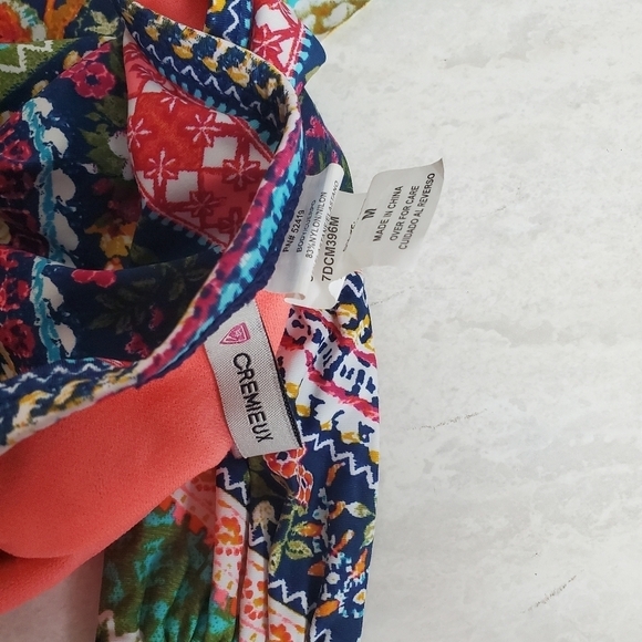 Cremieux Bikini Medium Halter top & Bottoms Blue Orange Colorful Geometric Beach - Picture 6 of 10